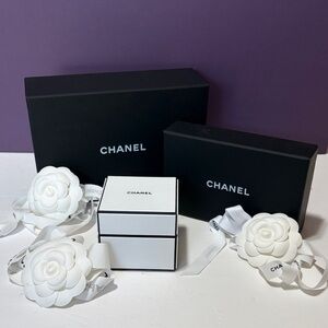 3 CHANEL Black and White Gift Box Set with Camellia Accents